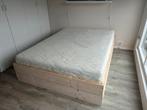 Steigerhouten 2-persoonsbed 150x200 + matras, Ophalen, Gebruikt, Bruin, Steigerhout