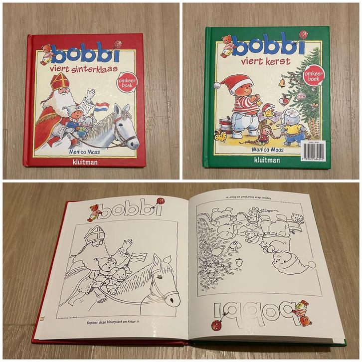 Monica Maas - Bobbi omkeerboek viert Sinterklaas Kerst, Boeken, Kinderboeken | Baby's en Peuters, Zo goed als nieuw, 2 tot 3 jaar