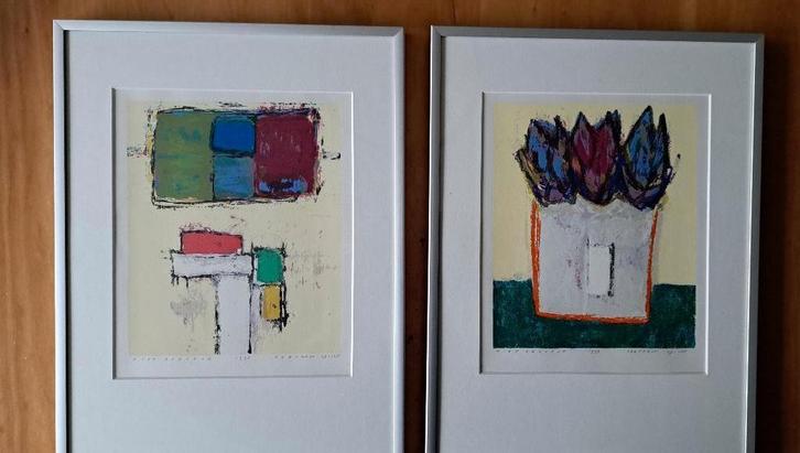 Piet Zegveld …… 2 zeefdrukken , ingelijst, Antiek en Kunst, Kunst | Litho's en Zeefdrukken, Ophalen of Verzenden
