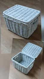 ✅️ Witte Gevlochten Mand met Deksel, Overige materialen, Minder dan 50 cm, Minder dan 50 cm, Ophalen of Verzenden