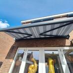 Knikarmscherm Grijs Gestreepte Doek, Tuin en Terras, Ophalen, Zo goed als nieuw, 150 tot 300 cm, 250 cm tot 450 cm