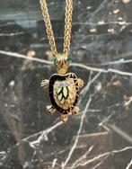 14k Gouden Schildpad Hanger met Smaragden, Ophalen of Verzenden, Zo goed als nieuw, Goud
