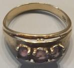 14 Krt 585 gouden dames ring met 3 steentjes  amethist, Sieraden, Tassen en Uiterlijk, Antieke sieraden, Goud, Ophalen of Verzenden