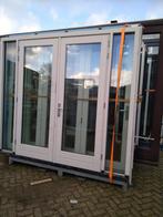 Kozijn met dubbele tuindeuren en zijlichten, Ophalen of Verzenden, Glas, 120 cm of meer, 215 cm of meer