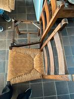 Stoelen eikenhout met rieten zitting 4 stuks, Ophalen, Gebruikt, Bruin, Vier