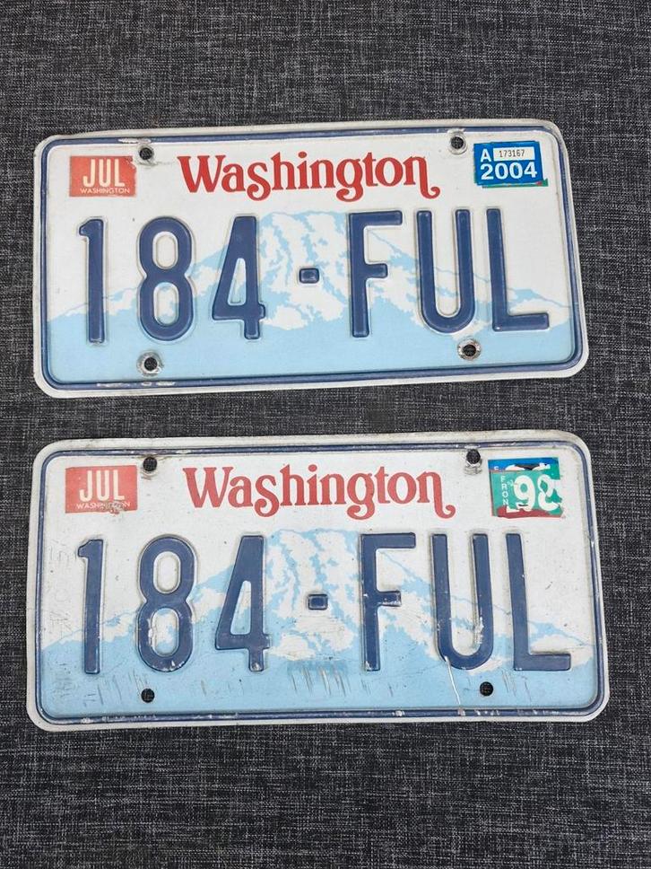Kentekenplaat Paar Washington USA 2 nummerborden nummerplate, Verzamelen, Automerken, Motoren en Formule 1, Gebruikt, Auto's, Ophalen of Verzenden