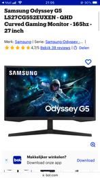 Samsung Odyssey G5 27" QHD Curved Gaming Monitor 165Hz, Computers en Software, Monitoren, Curved, VA, Nieuw, 1 tot 2 ms