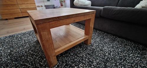 Teak houten, Industrieel, strakke salontafel 50x50x42cm, Huis en Inrichting, Tafels | Salontafels, Zo goed als nieuw, Minder dan 50 cm