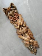 Antiek houten ornament, verguld, handgestoken decor, 93 cm l, Ophalen of Verzenden