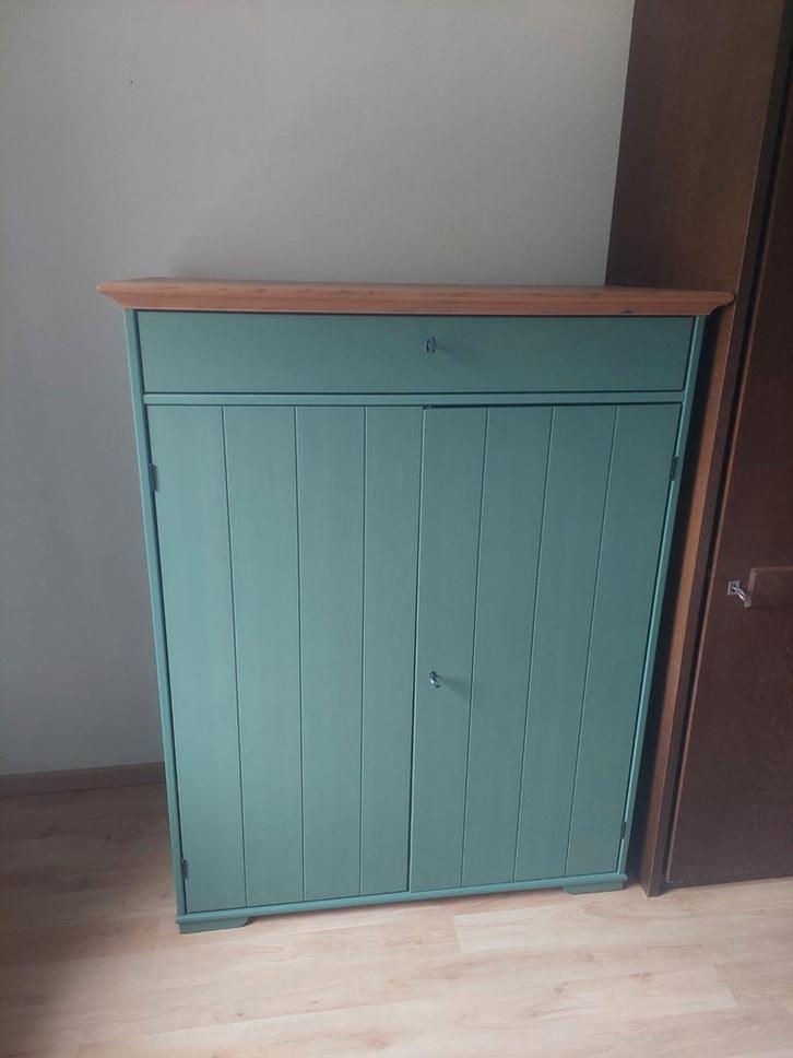 IKEA groene kledingkast met planken en lade, Huis en Inrichting, Kasten | Kledingkasten, Gebruikt, 150 tot 200 cm, 100 tot 150 cm