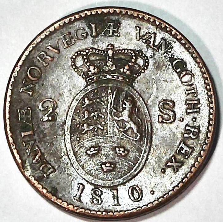 Denemarken: 2 skilling 1810  P-, Postzegels en Munten, Munten | Europa | Niet-Euromunten, Losse munt, Overige landen, Ophalen of Verzenden