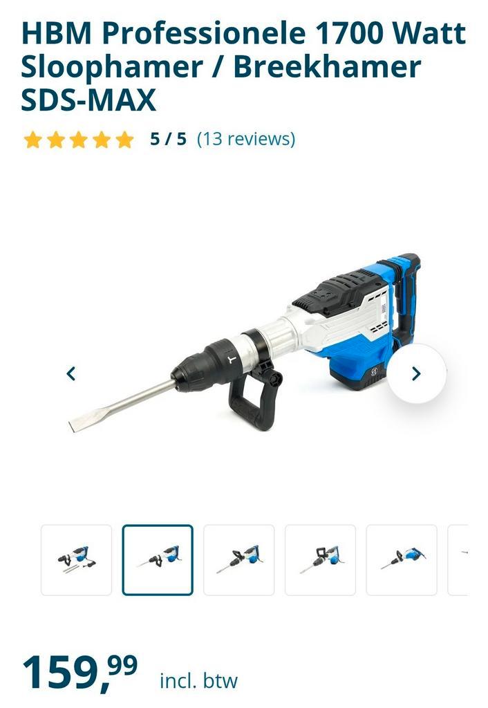 HBM 1700 Watt Sloophamer/Breekhamer SDS-MAX   Nieuw !!!!, Doe-het-zelf en Verbouw, Gereedschap | Overige machines, Nieuw, Ophalen of Verzenden