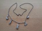 zilveren jasseron ketting met oude bedels [072], Verzenden, Zilver, Ketting