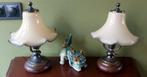 Set 2 Vintage romantische tafel lamp lampen opaline glas, Ophalen of Verzenden, Zo goed als nieuw, Glas, Minder dan 50 cm