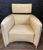 Vintage Leolux fauteuil crème wit leer Goncharov, Vintage Leolux fauteuil, 75 tot 100 cm, Gebruikt, Leer