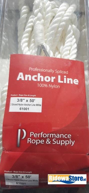 Soepel nylon ankertouw + RVS puntkous, 15 m. x Ø10mm. € 7,95 beschikbaar voor biedingen