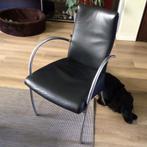 Vintage Hennie de Jong Stoel - Leder, Huis en Inrichting, Stoelen, Ophalen, Zwart, Leer, Zo goed als nieuw