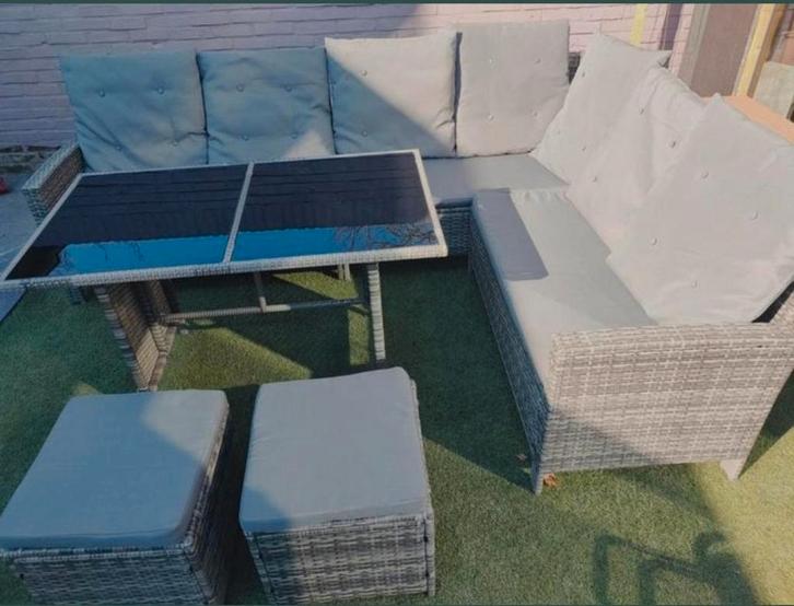 Tectake Wicker Lounge Dinnerset - nette staat, Tuin en Terras, Tuinsets en Loungesets, Zo goed als nieuw, Loungeset, Wicker, 6 zitplaatsen