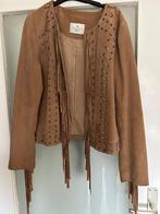 Vintage jasje suède met franjes maat 40, Maat 38/40 (M), Bruin, Ophalen of Verzenden, Zo goed als nieuw