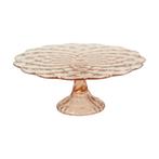 Roze Taartplateau Art Deco Geperst Glas Diamant Patroon, Ophalen of Verzenden