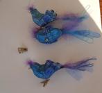 3 vintage blauwe vogeltje op clip, Ophalen of Verzenden