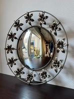 Vintage Ronde Zonnespiegel, Bloemrand, Messing, Hollywood, Ophalen of Verzenden, Rond, Minder dan 50 cm, Minder dan 100 cm