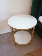 Goud met wit glas twee tafeltjes, Huis en Inrichting, Tafels | Bijzettafels, 45 tot 60 cm, Minder dan 55 cm, Rond, Ophalen of Verzenden