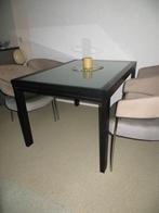 Strakke Compacte Uitschuifbare Zwarte Eettafel, Ophalen, 100 tot 150 cm, 50 tot 100 cm, Zo goed als nieuw