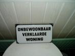 Emaille bordje onbewoonbaar, Ophalen, Gebruikt, Reclamebord