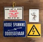 Lot vintage waarschuwingsborden - elektriciteit (emaille), Ophalen of Verzenden, Zo goed als nieuw, Reclamebord