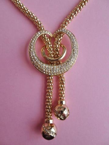 jwg Vintage 90s y2k Art Deco stl ketting goud verguld strass beschikbaar voor biedingen