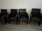 4 leren eetkamer stoelen met wieltjes, Ophalen, Zo goed als nieuw, Vier