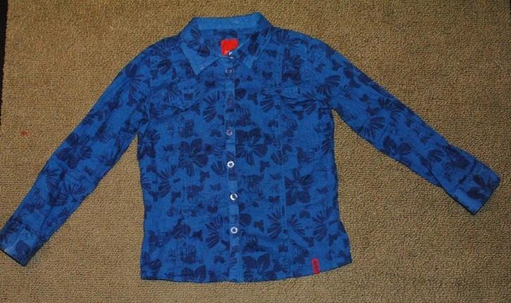 Esprit cobalt blauw bloemen blouse bloesje overhemd 104-110, Kinderen en Baby's, Kinderkleding | Maat 104, Nieuw, Meisje, Overhemd of Blouse
