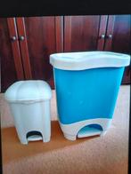 2 witte/ blauwwitte pedaalemmers van Tontarelli, Ophalen of Verzenden, Gebruikt, Kunststof, Minder dan 50 cm