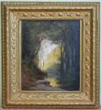 Olieverfschilderij - Bos met rivier, Verzenden