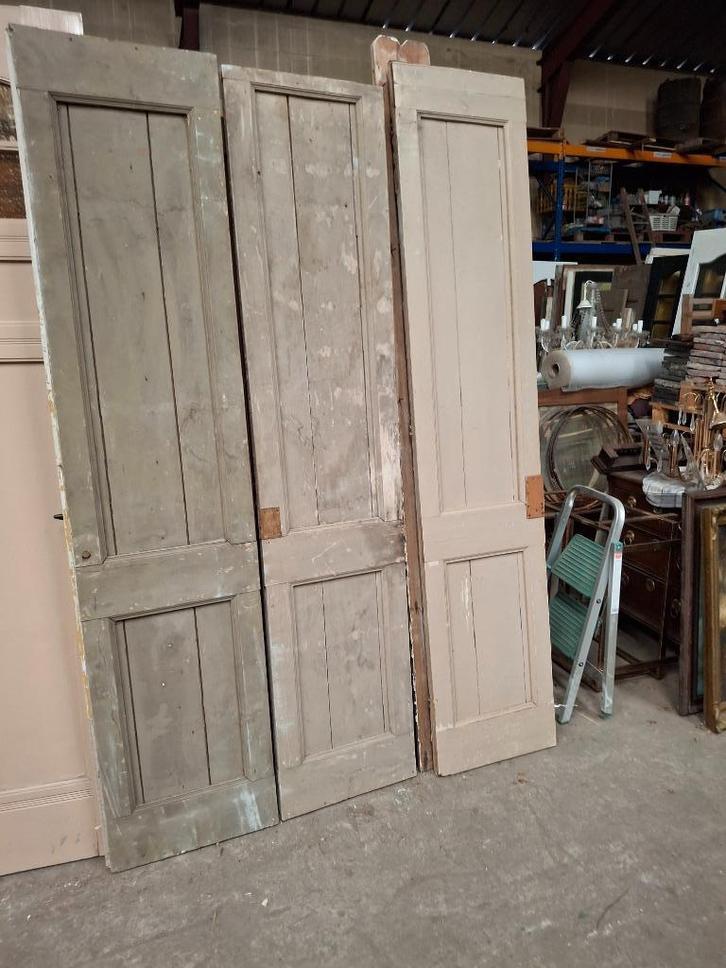 3 deuren uit een herenhuis ( opkamer) ca 1910 hg. 221-br 49, Doe-het-zelf en Verbouw, Deuren en Horren, Gebruikt, Binnendeur, 200 tot 215 cm