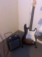 Squier elektrische gitaar met accessoires, Muziek en Instrumenten, Snaarinstrumenten | Gitaren | Elektrisch, Ophalen, Fender, Gebruikt