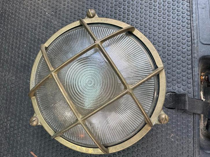 Vintage Scheepslamp / Industriële Lamp per stuk, Huis en Inrichting, Lampen | Vloerlampen, Gebruikt, Minder dan 100 cm, Glas, Ophalen of Verzenden