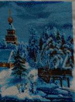 Bead Embroidery Painting Winter Landscape, Antiek en Kunst, Kunst | Schilderijen | Abstract, Ophalen of Verzenden