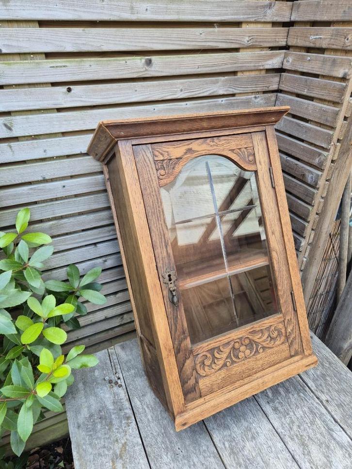 Antiek - Wandkast - Hangkast - Gedecoreerd - Geslepen Glas-*, Antiek en Kunst, Antiek | Meubels | Kasten, Ophalen of Verzenden