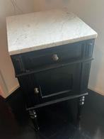 Antiek vintage eiken nachtkastje met marmeren blad + 1 lade, Huis en Inrichting, Slaapkamer | Nachtkastjes, Ophalen of Verzenden