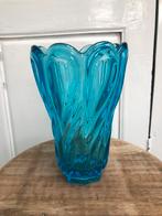 brocante antieke vaas blauw Murano glas 20 hoog, Antiek en Kunst, Ophalen