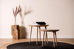 Stijlvolle ronde salontafel van massief eiken & walnoot, Ophalen, 50 tot 100 cm, Nieuw, 50 tot 100 cm