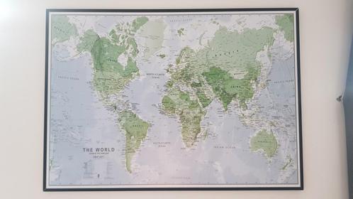 Wereldkaart Glow in the Dark 85x60cm incl. Luxe Lijst, Verzamelen, Posters, Zo goed als nieuw, Ophalen