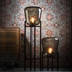 Vloerlamp zwart gun metaal rookglas als nieuw, Ophalen, Nieuw, Glas, Modern