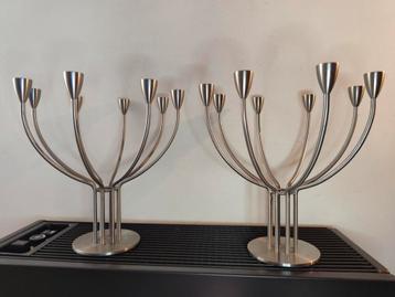 Ikea 2x vintage 8-armige rvs kandelaar Stockholm Hagberg  beschikbaar voor biedingen