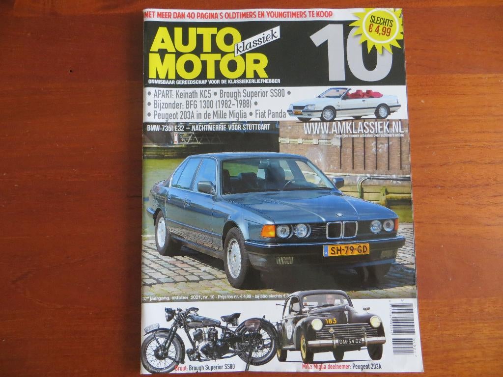 Auto Motor Klassiek 10 2021 BMW 735i E32, Fiat Panda, Ophalen of Verzenden, Zo goed als nieuw, BMW