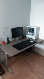 Bureau met bruin eikenblad 160x80, Huis en Inrichting, Bureaus, Ophalen, In hoogte verstelbaar, Gebruikt, Bureau