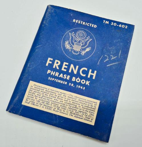 US WWII TM30-602 French Phrase Book | 1943, Verzamelen, Militaria | Tweede Wereldoorlog, Landmacht, Boek of Tijdschrift, Amerika