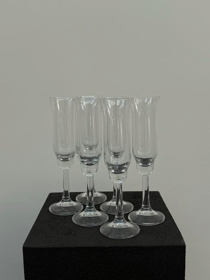 Set van 6 Champagneglazen vintage Leerdam, Antiek en Kunst, Antiek | Glas en Kristal, Ophalen of Verzenden